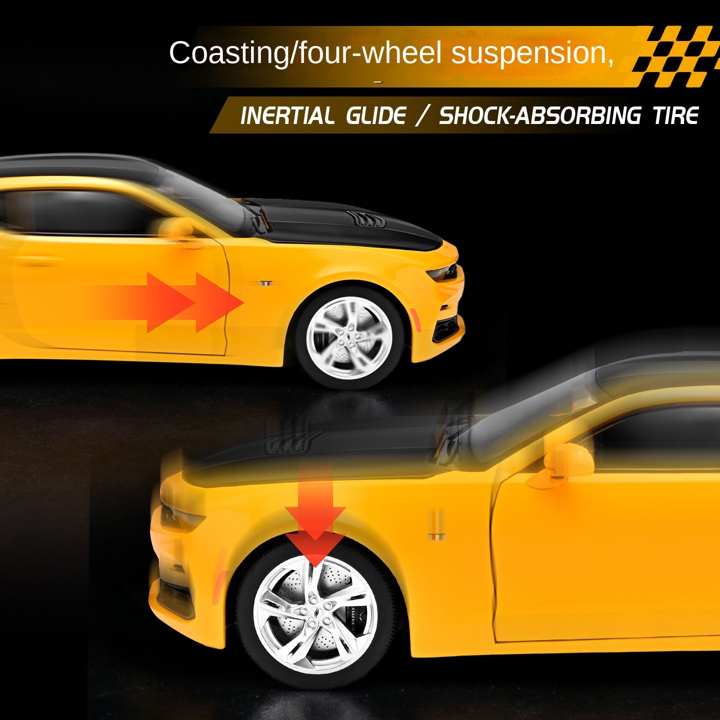 Black Mamba 1:18 Scale Licensed Chevrolet Camaro Die-Cast Alloy Static Model - Opening Doors, Shock Absorption, Steering, Adjustable Seats & Foldable Mirrors - Muscle Car Collection