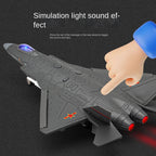 Chezhi 1:68 Scale Licensed J-31 Stealth Fighter Die-Cast Alloy Aircraft Model with Display Stand - Ejectable Missiles, Opening Hatches, Sound & Light, Pull-Back Function - Official Military Aircraft Collection