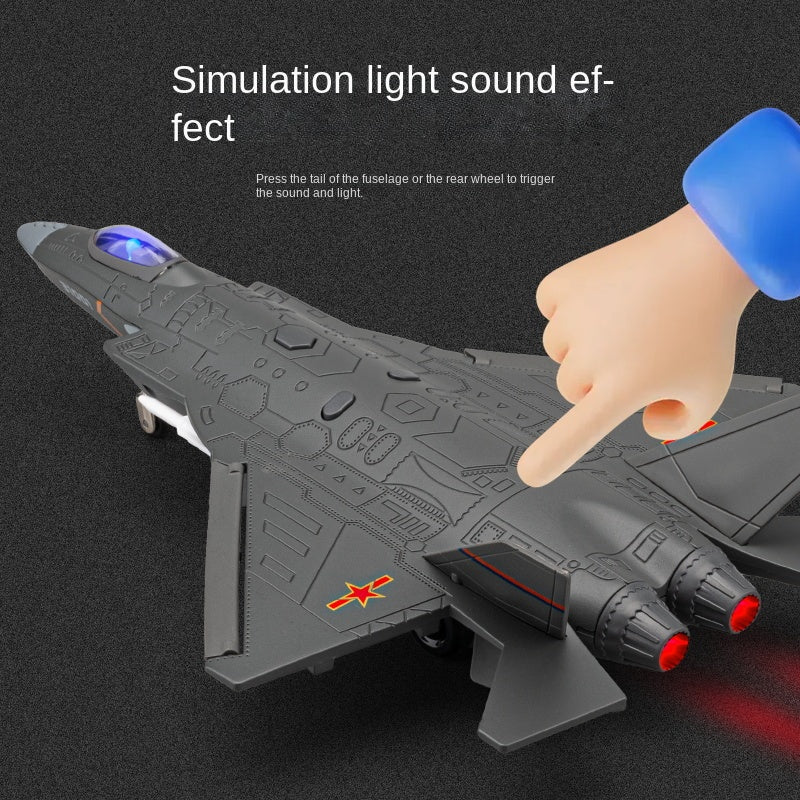 Chezhi 1:68 Scale Licensed J-31 Stealth Fighter Die-Cast Alloy Aircraft Model with Display Stand - Ejectable Missiles, Opening Hatches, Sound & Light, Pull-Back Function - Official Military Aircraft Collection