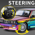 Jinglifang 1:24 Scale Chrome Edition Die-Cast Alloy Model Toy Compatible with BMW M3 - Opening Doors, Sound & Light, Pull-Back Function, Shock Absorption, Steering, Horn & Foldable Mirrors - Sports Car Collection