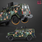Jinglifang 1:24 Scale Licensed Leopard Armored Riot Vehicle Livery Edition Die-Cast Alloy Model Toy - Opening Doors, Sound & Light, Pull-Back Function, Shock Absorption, Steering & Horn - Law Enforcement Vehicle Collection