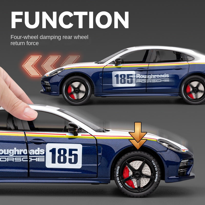 Chezhi 1:24 Track Edition Die-Cast Alloy Model - Compatible with Porsche Panamera - Feature-Packed with Spray Effect, Opening Doors, Realistic Sound & Light, Pull-Back Action, Shock Absorption & Steering