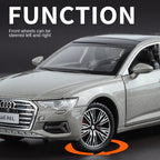 Haochi 1:32 Licensed Audi A6L Die-Cast Alloy Model - Official Executive Sedan with Opening Doors, Realistic Sound & Light, Pull-Back Action, Shock Absorption & Steering