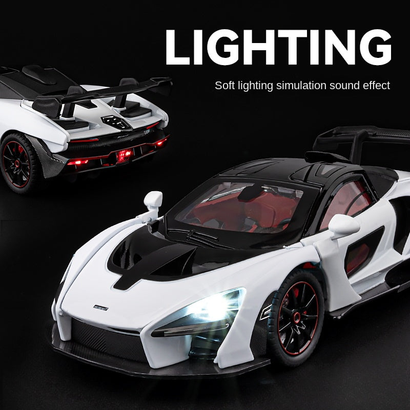 Chezhi 1:24 Die-Cast Alloy Model - Compatible with McLaren Senna - Track-Focused Hypercar with Opening Doors, Sound & Light, Pull-Back Action, Shock Absorption & Steering