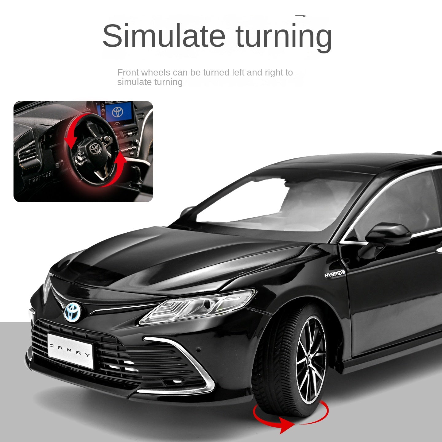 Black Mamba 1:18 Scale Licensed 2023 Toyota Camry Die-Cast Alloy Static Sedan Model - Rolling Function, Opening Doors, Shock Absorption, Steering, Adjustable Seats & Foldable Mirrors - Official Sedan Collection