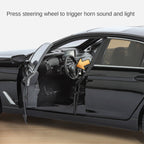 Black Mamba 1:24 Scale Licensed BMW 530Li Die-Cast Alloy Model Toy - Opening Doors, Sound & Light, Pull-Back Function, Shock Absorption, Steering, Horn & Adjustable Seats - Luxury Sedan Collection