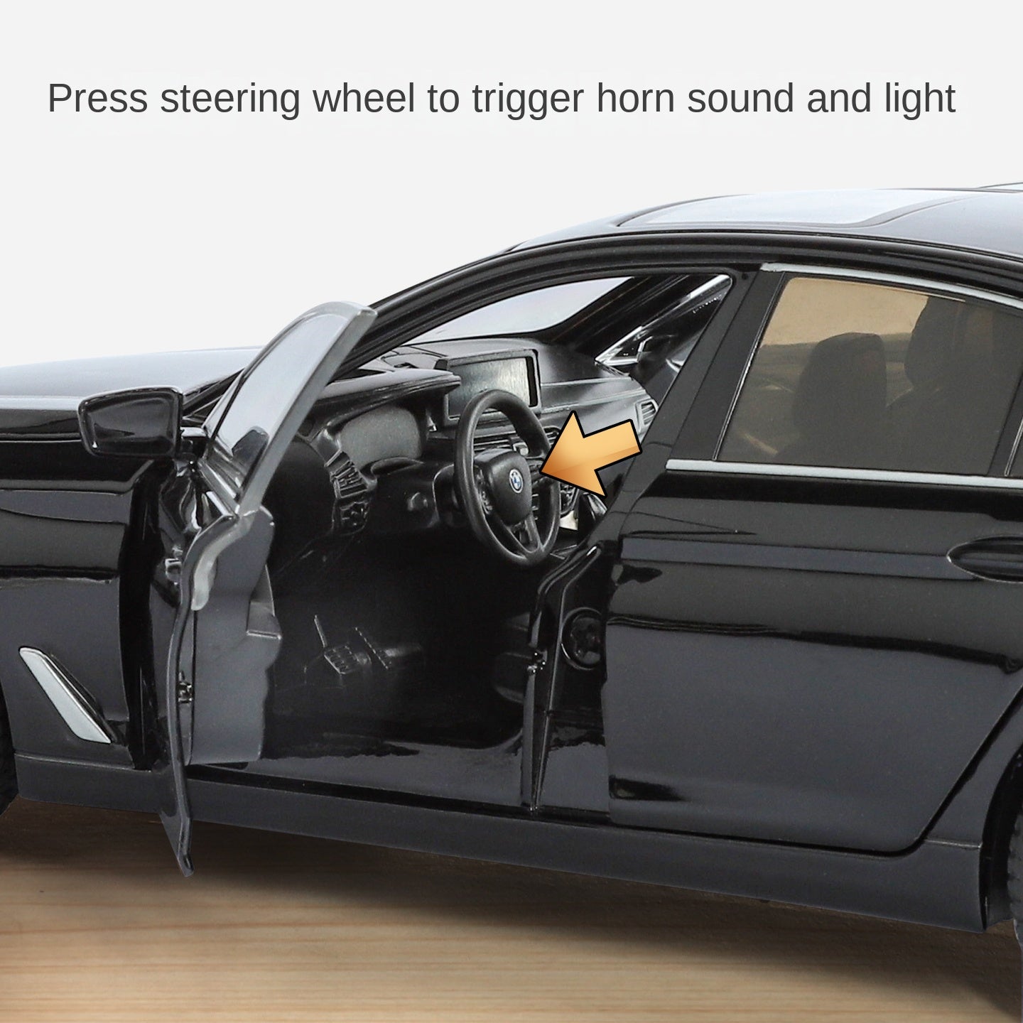 Black Mamba 1:24 Scale Licensed BMW 530Li Die-Cast Alloy Model Toy - Opening Doors, Sound & Light, Pull-Back Function, Shock Absorption, Steering, Horn & Adjustable Seats - Luxury Sedan Collection