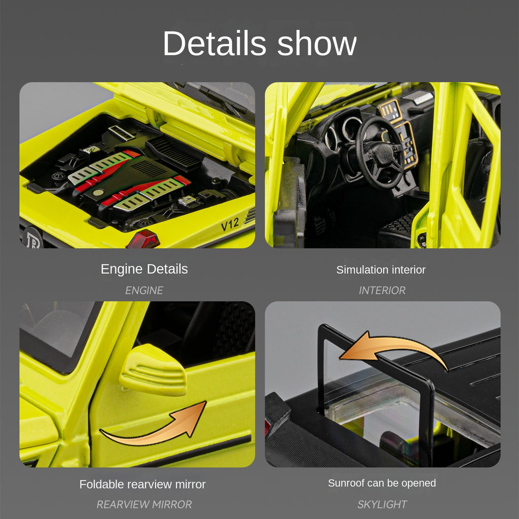 Mercedes-Benz G500 de aleación fundida a presión, escala 1:24, Chezhi - Control remoto RC - Avance/retroceso, dirección y bocina - Colección de vehículos todoterreno