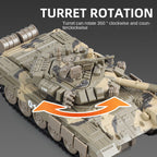 XHD 1:35 Die-Cast Alloy Model - Compatible with Russian T-90 Main Battle Tank - Feature-Packed with Smoke/Spray Effect, Sound & Light, Pull-Back Action & Removable Tracks