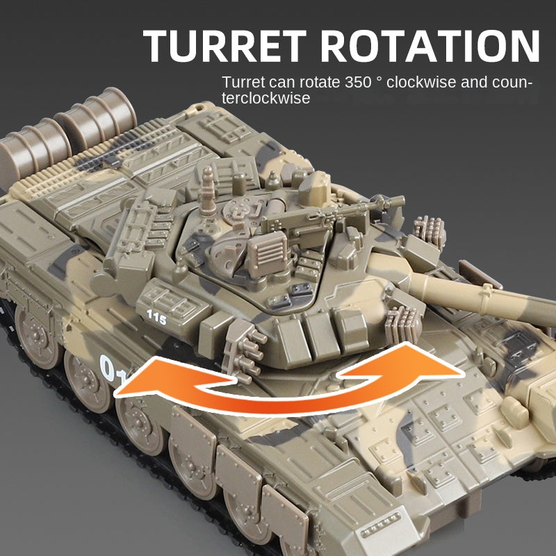 XHD 1:35 Die-Cast Alloy Model - Compatible with Russian T-90 Main Battle Tank - Feature-Packed with Smoke/Spray Effect, Sound & Light, Pull-Back Action & Removable Tracks