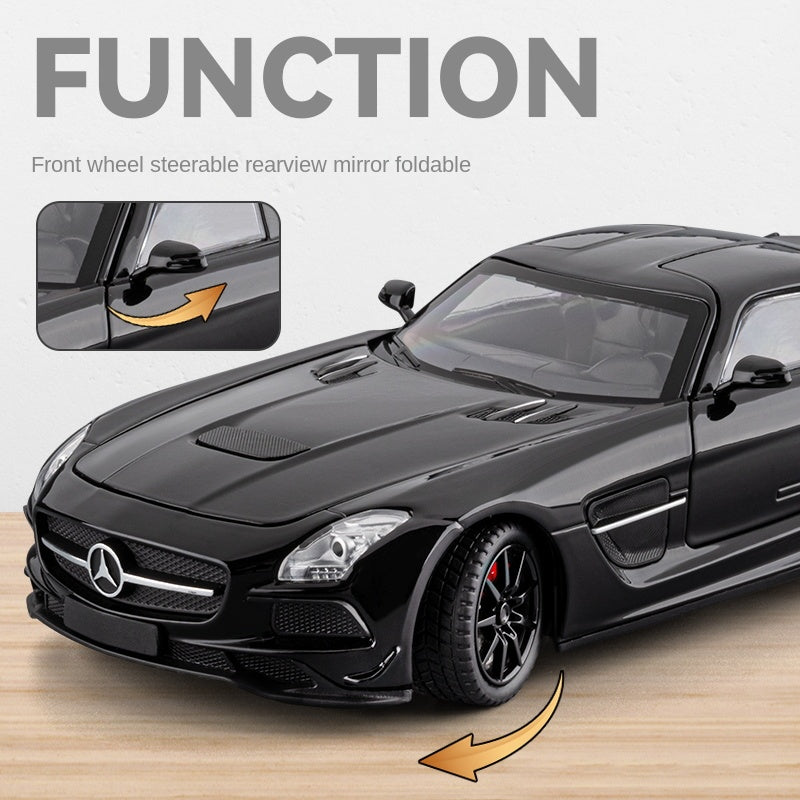 Chezhi 1:24 Die-Cast Alloy Model - Compatible with Mercedes-Benz SLS AMG - Feature-Packed with Opening Doors, Realistic Sound & Light, Pull-Back Action, Shock Absorption & Steering - Collector's Edition