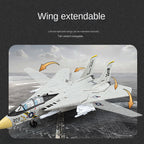 Chezhi F-14 Tomcat Die-Cast Alloy Fighter Model Toy with Display Stand - Ejectable Missiles, Sound & Light, Pull-Back Function - Military Aircraft Collection