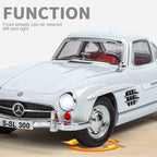 XHD 1:24 Die-Cast Alloy Model - Compatible with Mercedes-Benz 300SL Gullwing - Classic Icon with Opening Doors, Sound & Light, Pull-Back Action, Shock Absorption & Steering