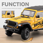 Chezhi 1:24 Die-Cast Alloy Model - Compatible with Jeep Wrangler Off-Roader - Feature-Packed with Removable Roof, Extendable Winch, Opening Doors, Realistic Sound & Light, Pull-Back Action, Shock Absorption & Steering