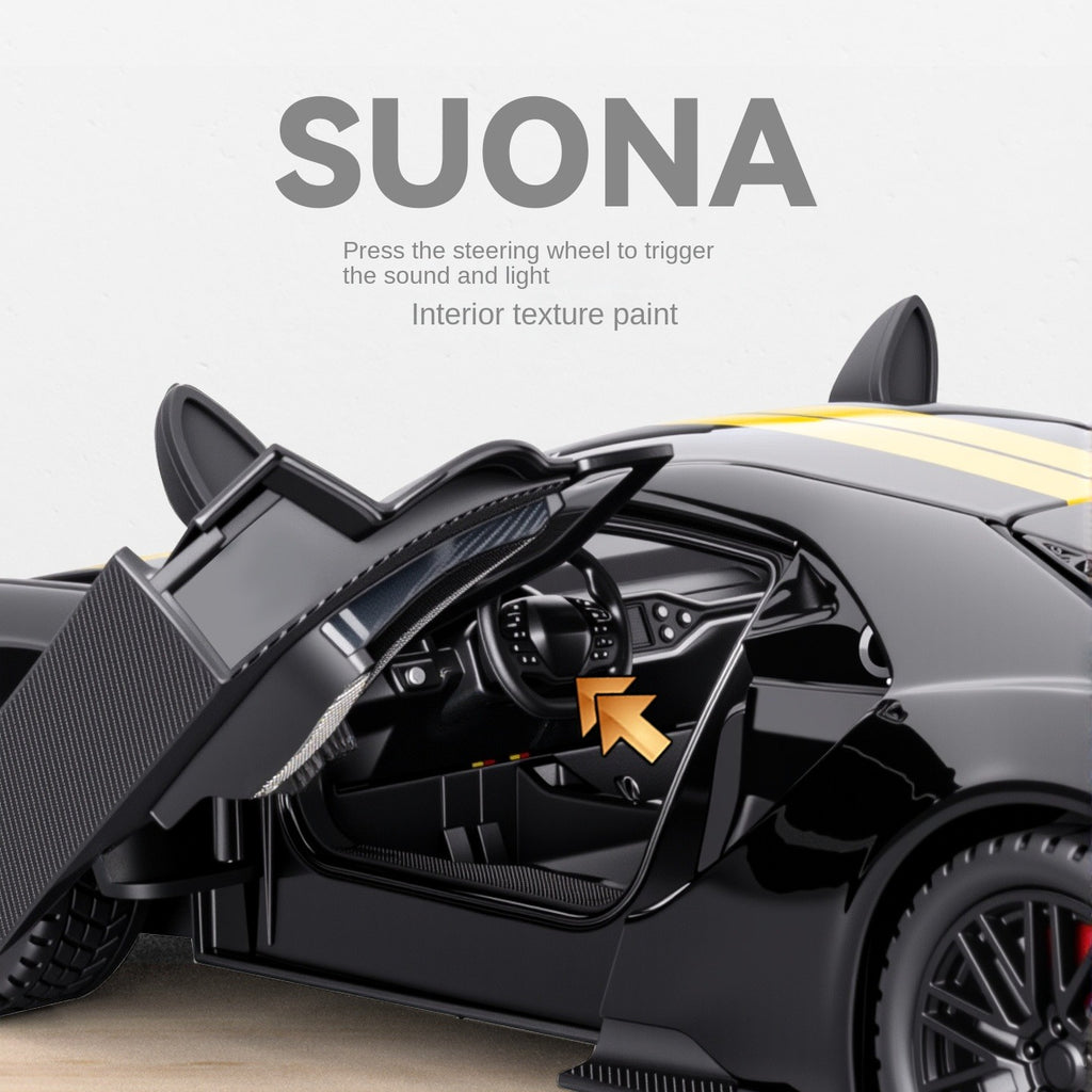 Chezhi 1:24 Scale Die-Cast Alloy Model Toy Compatible with Ford GT - Opening Doors, Sound & Light, Pull-Back Function, Shock Absorption, Steering, Horn & Adjustable Rear Wing - Supercar Collection