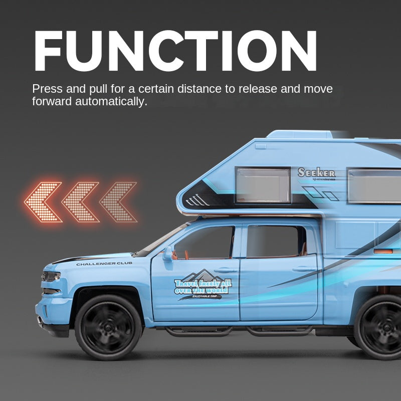 Chezhi 1:32 Scale Die-Cast Alloy Model Toy Compatible with Chevrolet Off-Road Camper - Opening Doors, Sound & Light, Pull-Back Function - Adventure Vehicle Collection