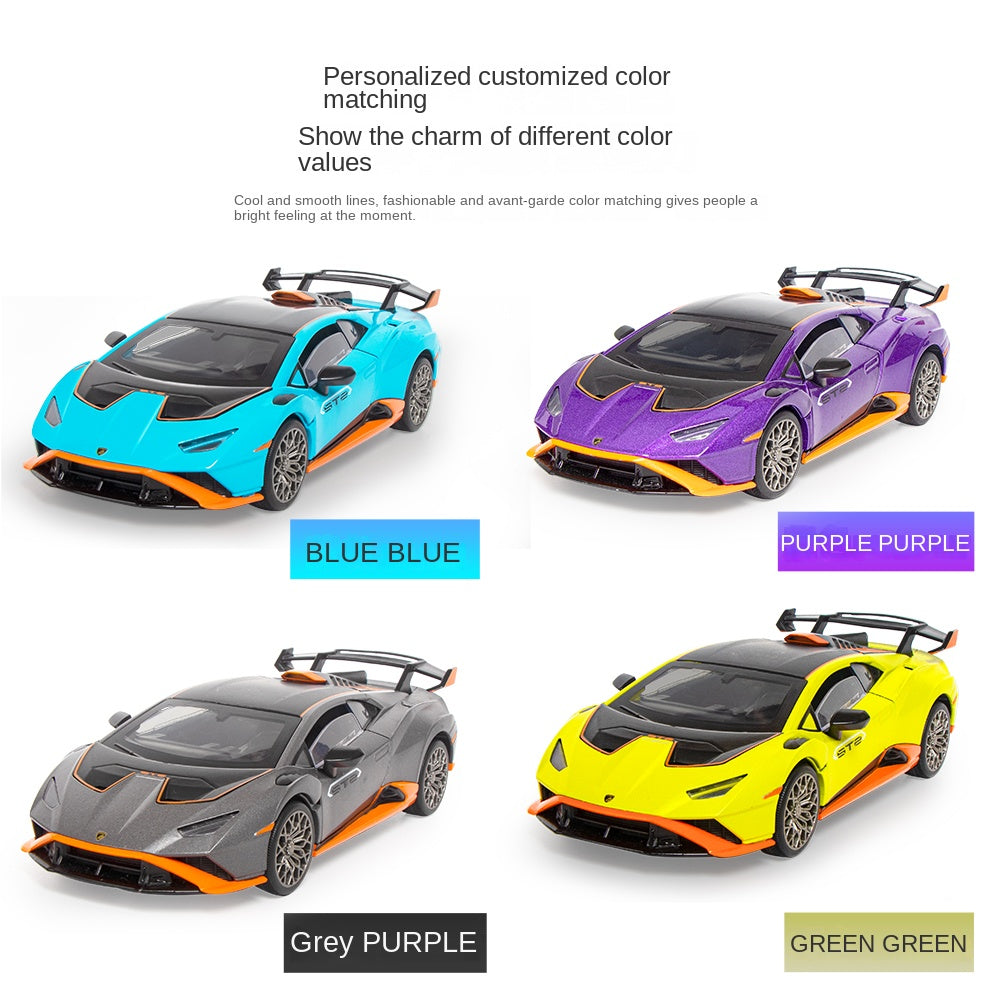 OK 1:32 Die-Cast Alloy Model - Compatible with Lamborghini Huracán STO Supercar - Feature-Packed with Opening Doors, Realistic Sound & Light, Pull-Back Action & Shock Absorption