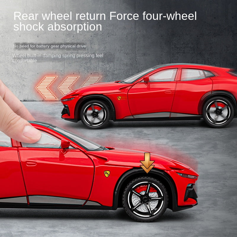 Jiaye 1:22 Die-Cast Alloy Model - Compatible with Ferrari Purosangue - First Ferrari FUV with Opening Doors, Sound & Light, Pull-Back Action, Shock Absorption & Foldable Mirrors