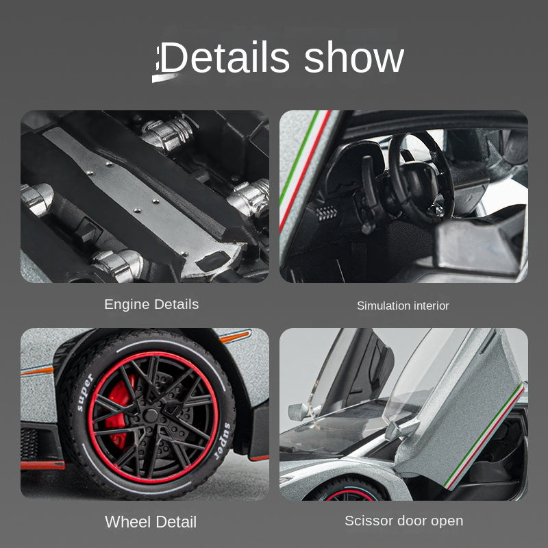 Lamborghini Veneno a control remoto Chezhi, escala 1:24, modelo de aleación fundida a presión - Control remoto de avance/retroceso, dirección y sonido de bocina - Colección de superdeportivos