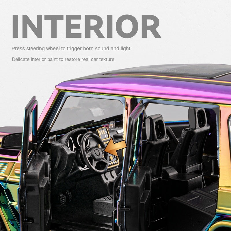 Chezhi 1:24 Chrome Edition Die-Cast Alloy Model - Compatible with Mercedes Brabus G63 - Feature-Packed with Opening Doors, Realistic Sound & Light, Pull-Back Action, Shock Absorption, Steering & Foldable Mirrors