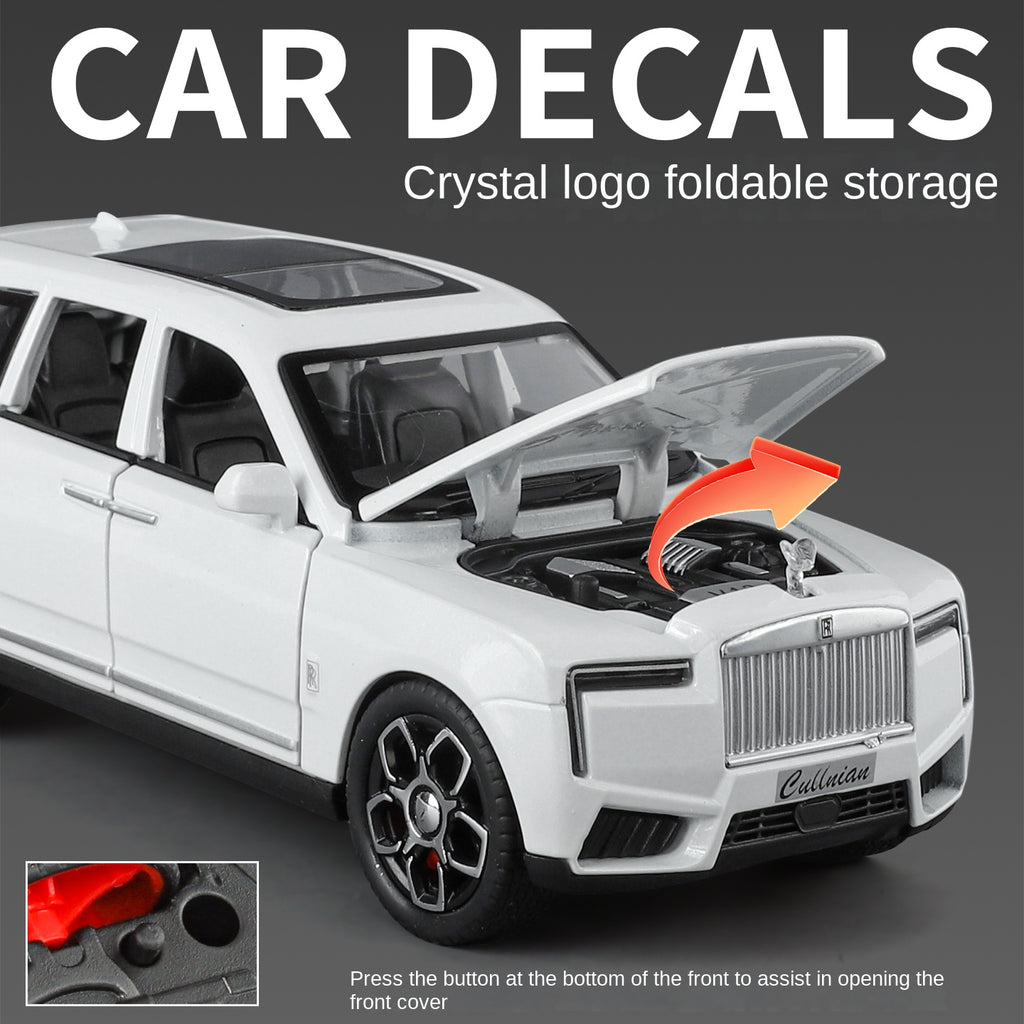 Juguete modelo Jinglifang de aleación fundida a presión a escala 1:32 compatible con Rolls-Royce Cullinan. Puertas que se abren, sonido e iluminación, función de retroceso con paraguas. Colección SUV de lujo.