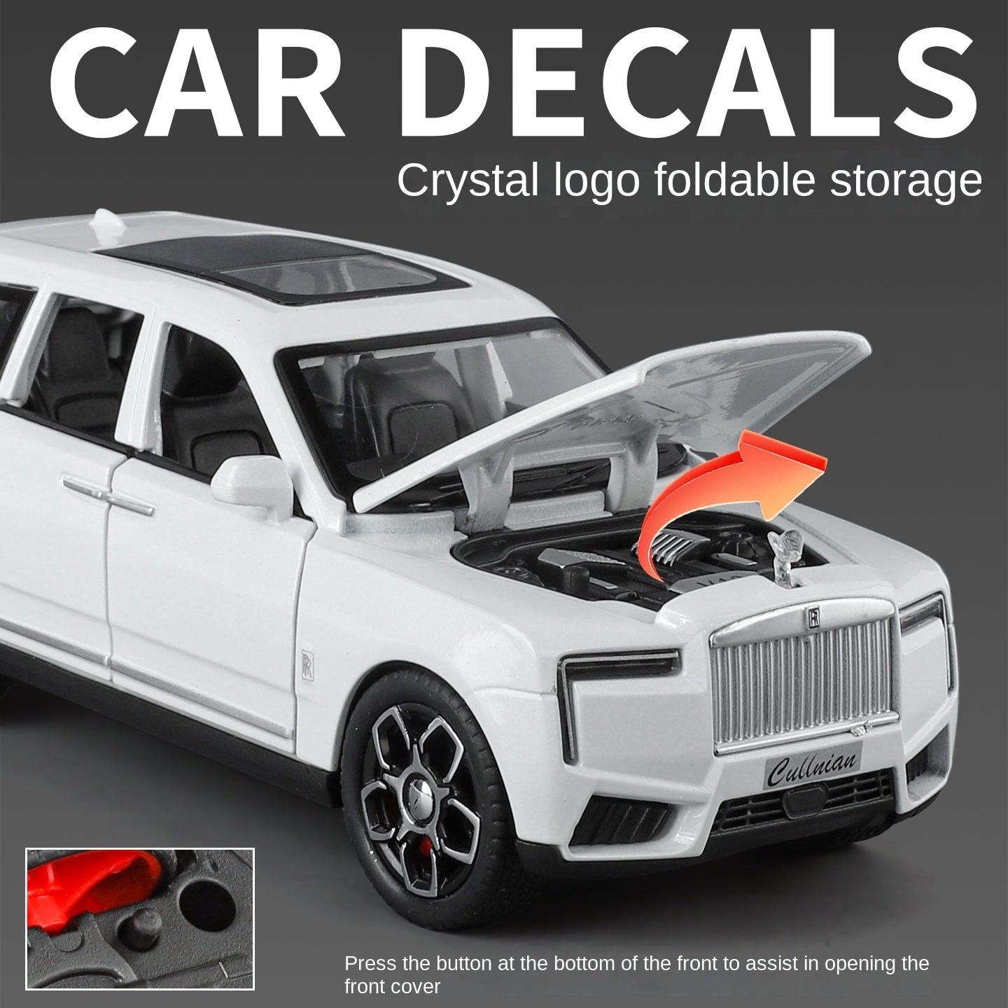 Juguete modelo Jinglifang de aleación fundida a presión a escala 1:32 compatible con Rolls-Royce Cullinan. Puertas que se abren, sonido e iluminación, función de retroceso con paraguas. Colección SUV de lujo.