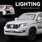 Chezhi 1:18 Licensed Toyota Land Cruiser Prado Die-Cast Alloy Model - Official Off-Road SUV with Opening Doors, Sound & Light, Pull-Back Action, Shock Absorption, Interactive Steering Wheel, Foldable Mirrors & Opening Fuel Cap