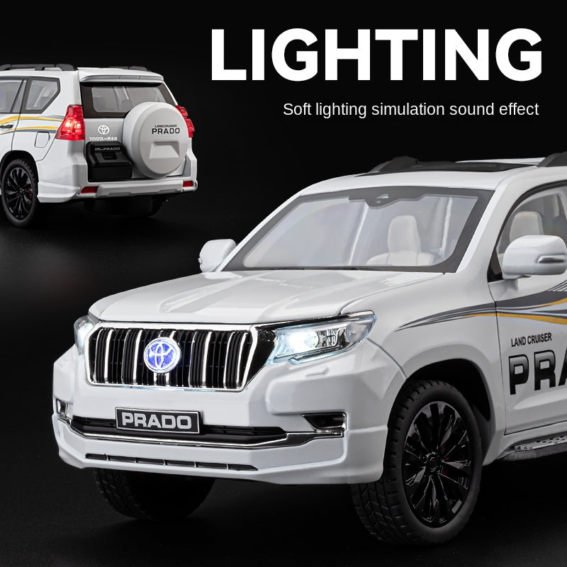 Chezhi 1:18 Licensed Toyota Land Cruiser Prado Die-Cast Alloy Model - Official Off-Road SUV with Opening Doors, Sound & Light, Pull-Back Action, Shock Absorption, Interactive Steering Wheel, Foldable Mirrors & Opening Fuel Cap