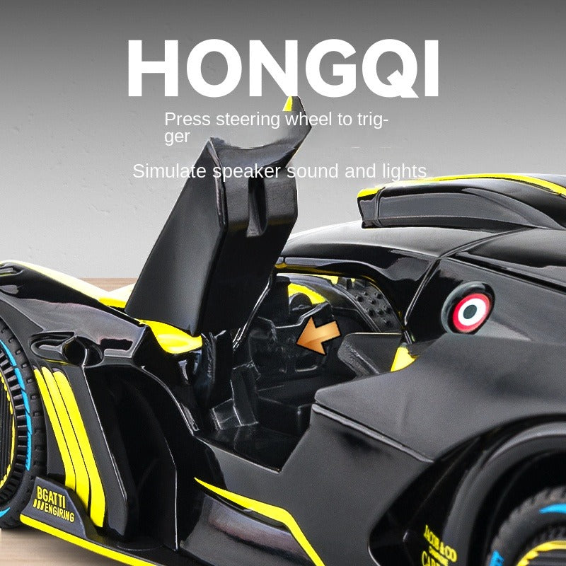 Chezhi 1:24 Scale Smoke Effect Edition Die-Cast Alloy Model Toy Compatible with Bugatti Bolide - Opening Doors, Sound & Light, Pull-Back Function, Shock Absorption, Steering & Horn - Hypercar Collection