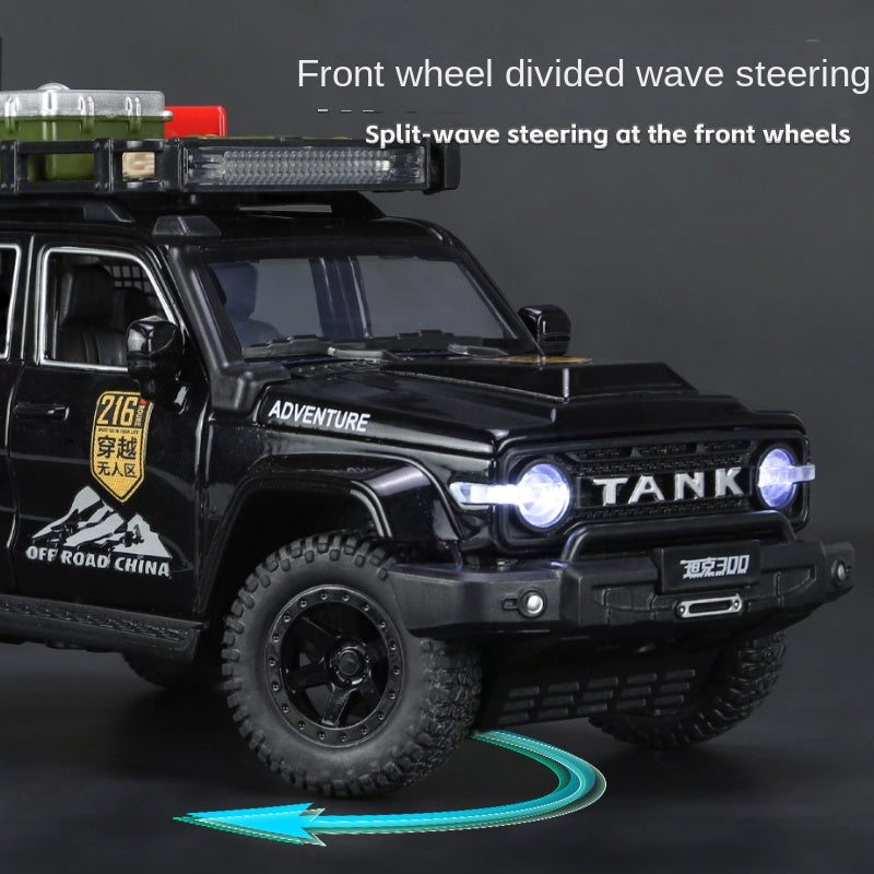 ZGTX 1:24 Scale Tuned Edition Die-Cast Alloy Model Toy Compatible with Tank 300 - with Roof Accessories, Opening Doors, Sound & Light, Pull-Back Function, Shock Absorption, Steering & Horn - Off-Road Vehicle Collection