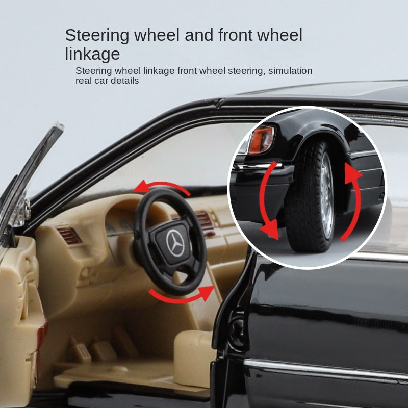 Jinglifang 1:24 Scale Die-Cast Alloy Model Toy Compatible with Mercedes-Benz S-Class W140 - Opening Doors, Sound & Light, Pull-Back Function, Shock Absorption, Steering & Horn - Classic Luxury Sedan Collection