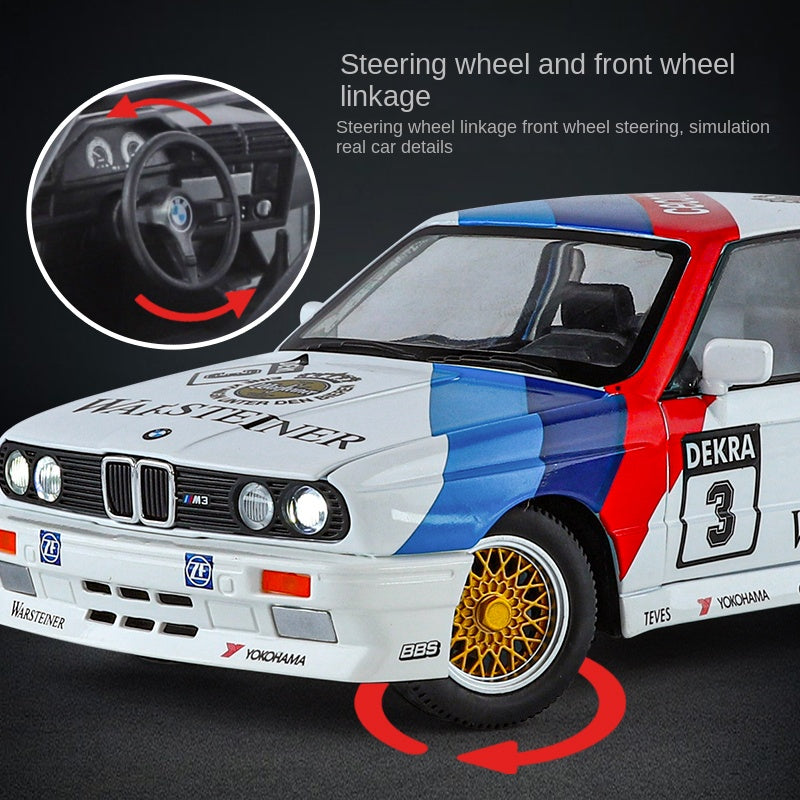 Jin Lifang 1:24 Die-Cast Alloy Model - Compatible with BMW M3 - Racing Livery Edition with Opening Doors, Sound & Light, Pull-Back Action, Shock Absorption & Interactive Steering Wheel