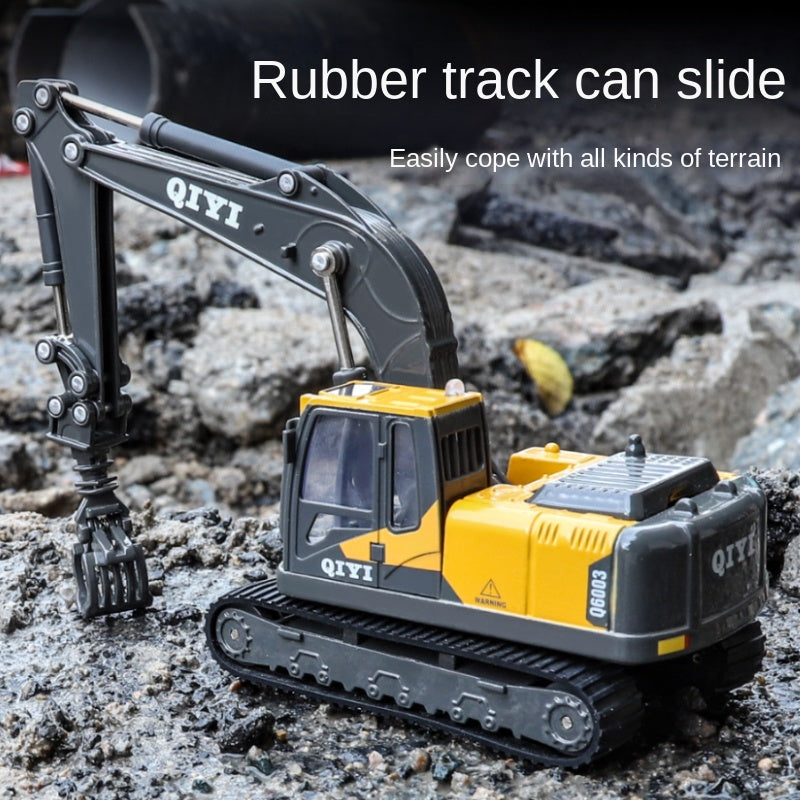 Qiyi 1:60 Scale Die-Cast Alloy Engineering Vehicle Model  - Excavator / Breaker / Log Grapple with Sound & Light - Construction Machinery Collection
