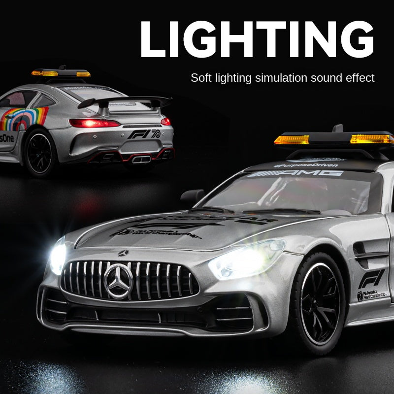 Chezhi 1:24 Die-Cast Alloy Model - Compatible with Mercedes-AMG GT R - Official F1 Safety Car with Opening Doors, Sound & Light, Pull-Back Action, Shock Absorption, Steering & Horn