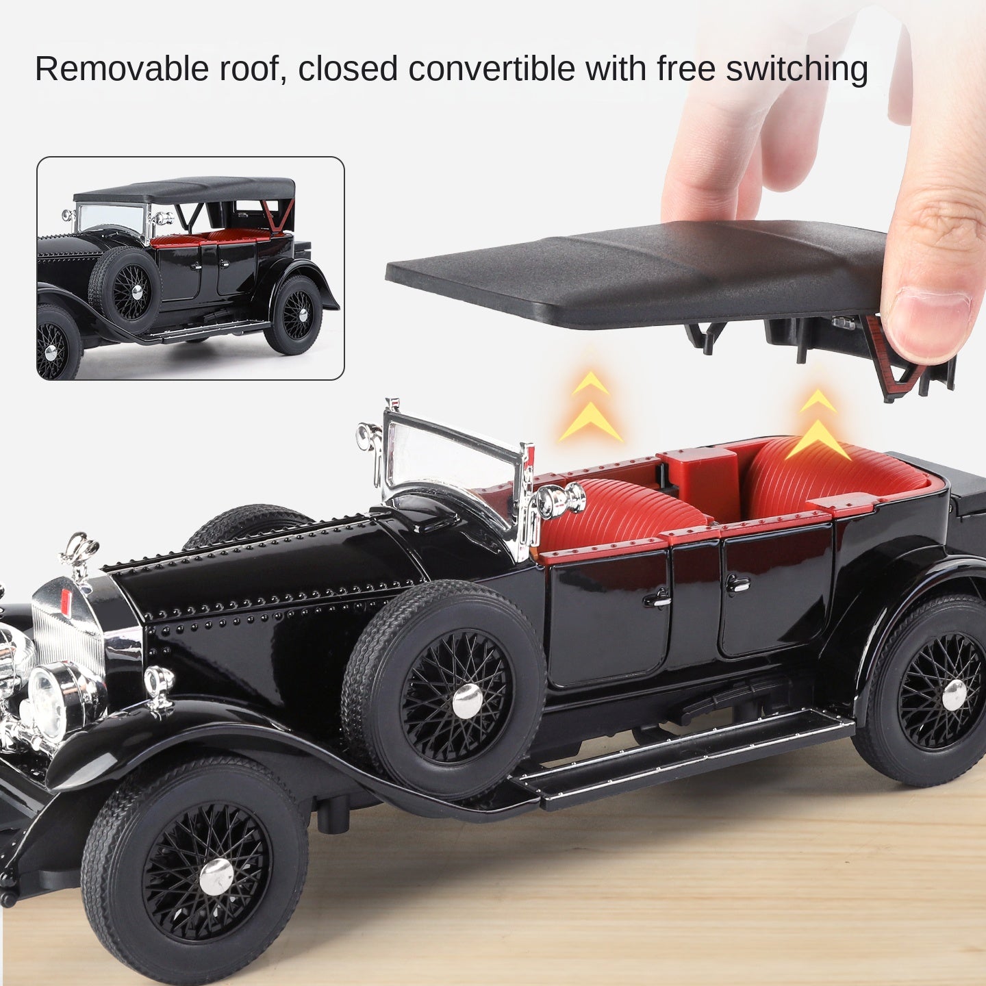 XHD 1:24 Die-Cast Alloy Model - Compatible with Rolls-Royce First Generation Phantom - Feature-Packed with Removable Roof, Opening Doors, Realistic Sound & Light, Pull-Back Action, Shock Absorption & Steering
