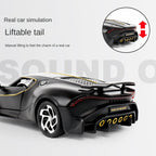 Black Mamba 1:24 Die-Cast Alloy Model - Compatible with Bugatti La Voiture Noire - One-of-One Hypercar with Opening Doors, Sound & Light, Pull-Back Action & Adjustable Rear Wing
