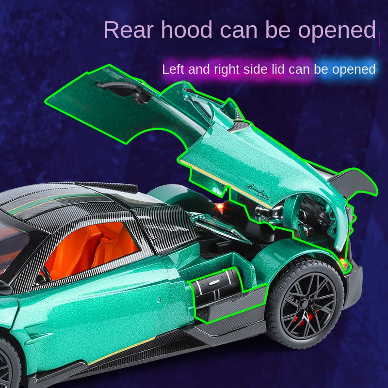 XHD 1:24 Die-Cast Alloy Model - Compatible with Pagani Huayra BC - Ultimate Hypercar with Opening Doors, Sound & Light, Pull-Back Action, Shock Absorption & Steering