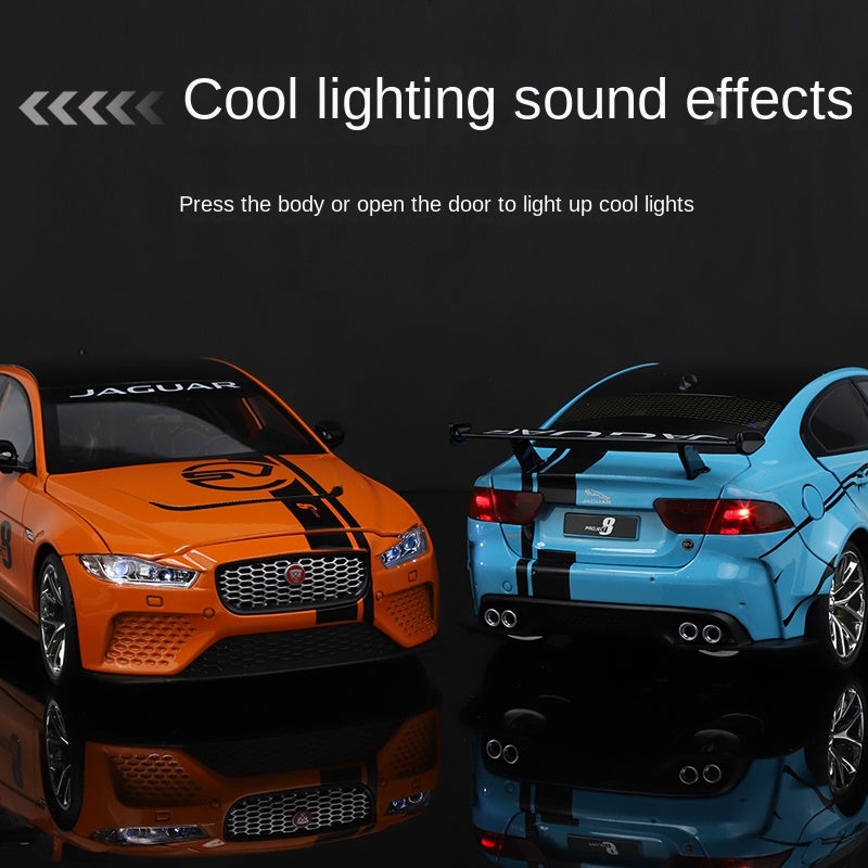 Qiyi 1:18 Scale Licensed Jaguar XE SV Project 8 Die-Cast Alloy Model Toy - Opening Doors, Sound & Light, Pull-Back Function, Shock Absorption, Steering, Foldable Mirrors & Removable Fuel Cap - Official Performance Sedan Collection