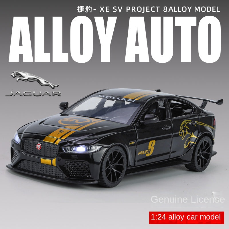 Qiyi 1:24 Scale Licensed Jaguar XE SV Project 8 Die-Cast Alloy Model Toy - Opening Doors, Sound & Light, Pull-Back Function, Shock Absorption, Removable Fuel Cap & Foldable Mirrors - Official Performance Sedan Collection