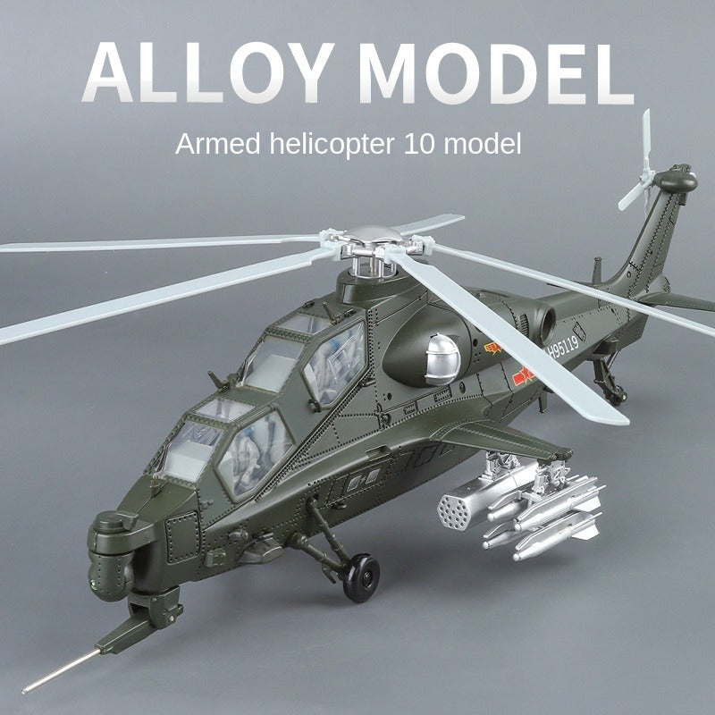 QiYi 1:48 Licensed CAIC Z-10 Attack Helicopter Die-Cast Alloy Model - Official Military Helicopter with Coasting Action, Removable Missiles & Rotor Blades