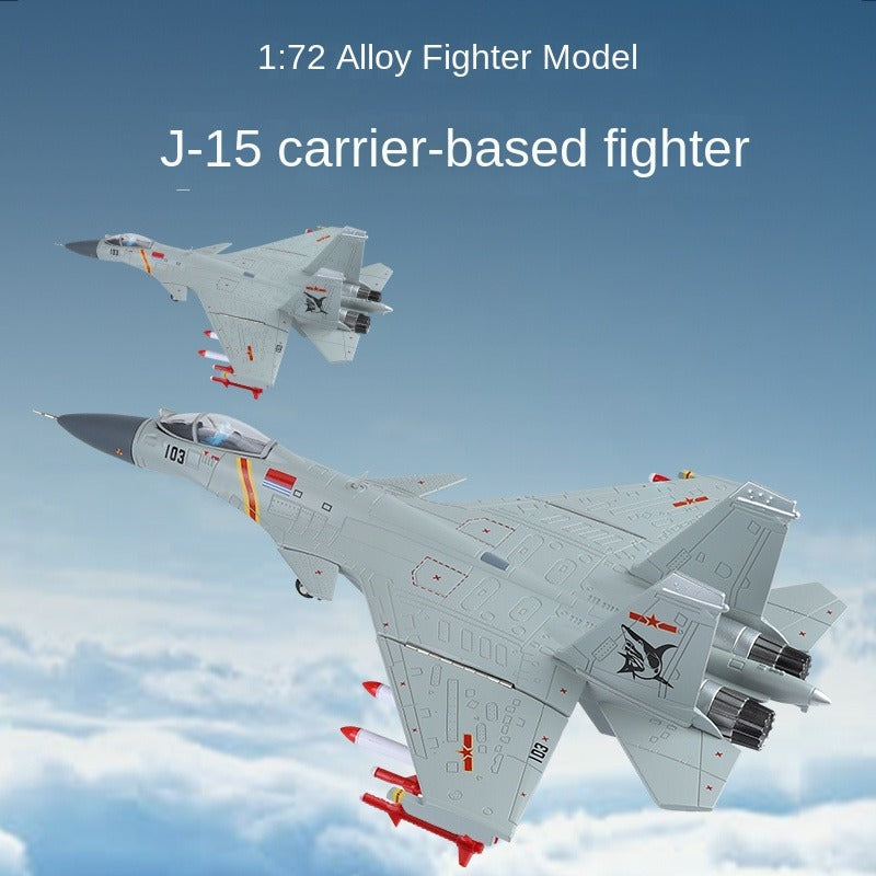 QiYi 1:72 Licensed Shenyang J-15 “Flying Shark” Carrier-Based Fighter Die-Cast Alloy Model - Official Chinese Naval Aviation with Display Stand