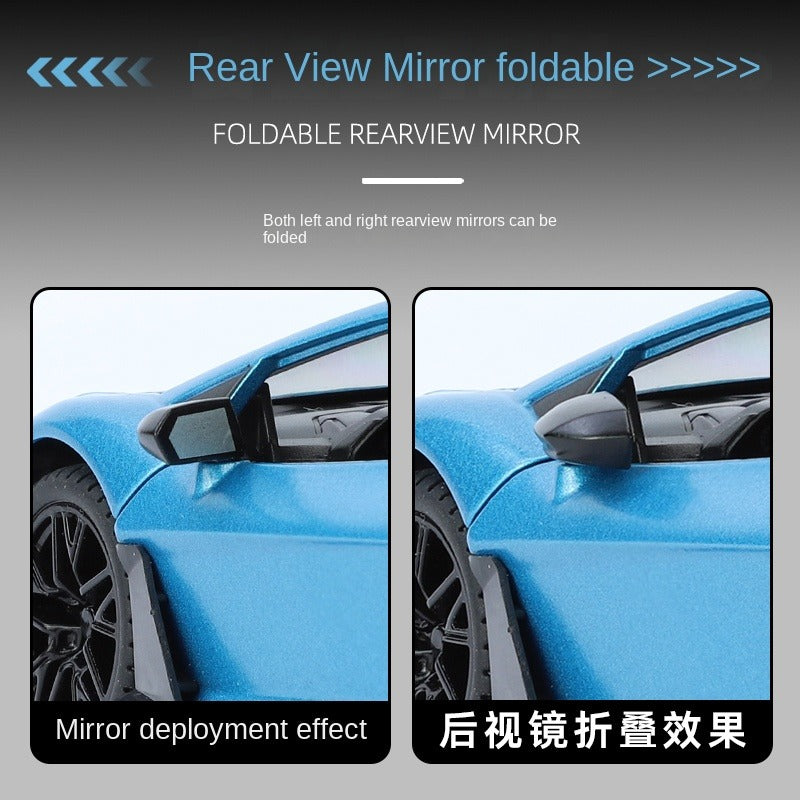 Jinglifang 1:24 Scale Die-Cast Alloy Model Toy Compatible with Lamborghini Aventador - Opening Doors, Sound & Light, Pull-Back Function, Shock Absorption, Steering & Adjustable Rear Wing - Supercar Collection