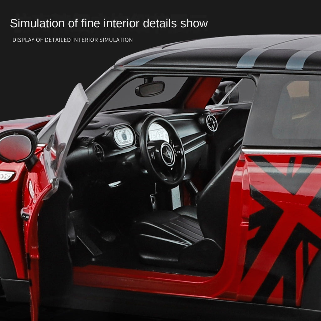 Black Mamba 1:18 Scale Licensed BMW MINI COOPER Die-Cast Alloy Static Model Toy - Opening Doors, Shock Absorption, Steering & Adjustable Seats - Classic Compact Car Collection