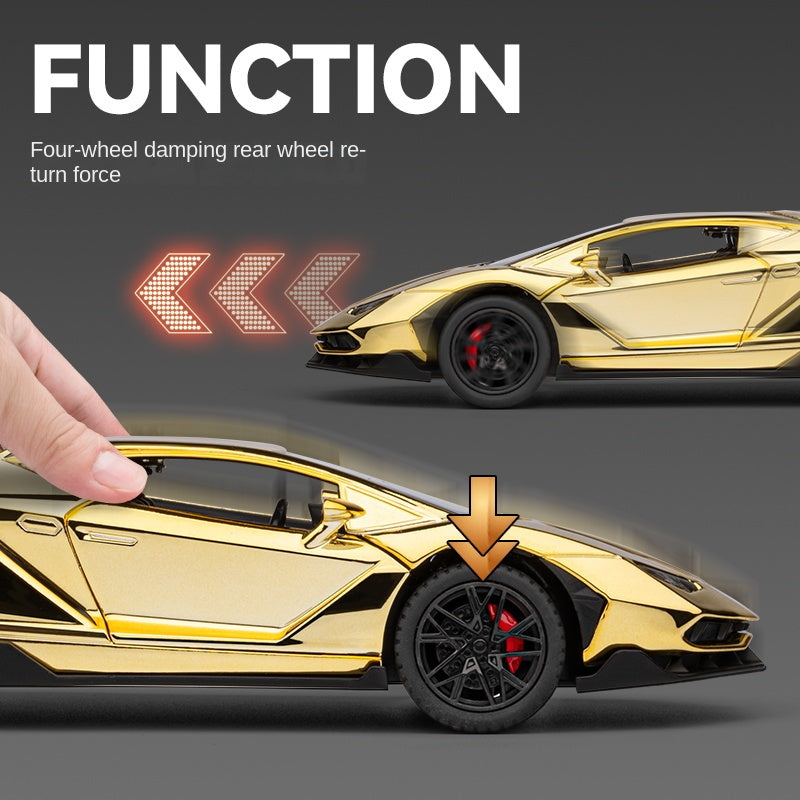 Chezhi 1:24 Die-Cast Alloy Model - Compatible with Lamborghini Aventador SVJ LP770-4 - Ultimate Supercar with Opening Doors, Sound & Light, Pull-Back Action, Shock Absorption & Adjustable Rear Wing