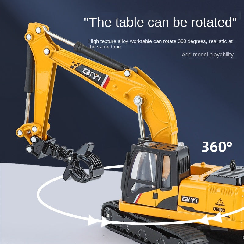 Qiyi 1:60 Scale Die-Cast Alloy Engineering Vehicle Model  - Excavator / Breaker / Log Grapple with Sound & Light - Construction Machinery Collection