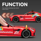 Chezhi 1:24 Die-Cast Alloy Model - Compatible with Mercedes-AMG GT R - Official F1 Safety Car with Opening Doors, Sound & Light, Pull-Back Action, Shock Absorption, Steering & Horn