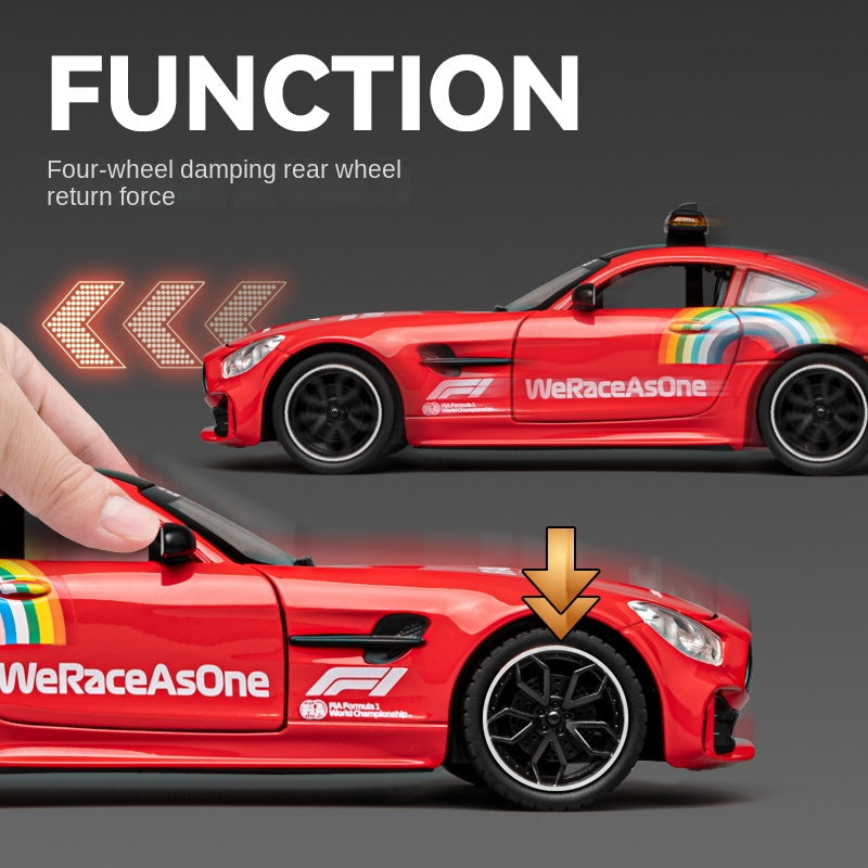 Chezhi 1:24 Die-Cast Alloy Model - Compatible with Mercedes-AMG GT R - Official F1 Safety Car with Opening Doors, Sound & Light, Pull-Back Action, Shock Absorption, Steering & Horn