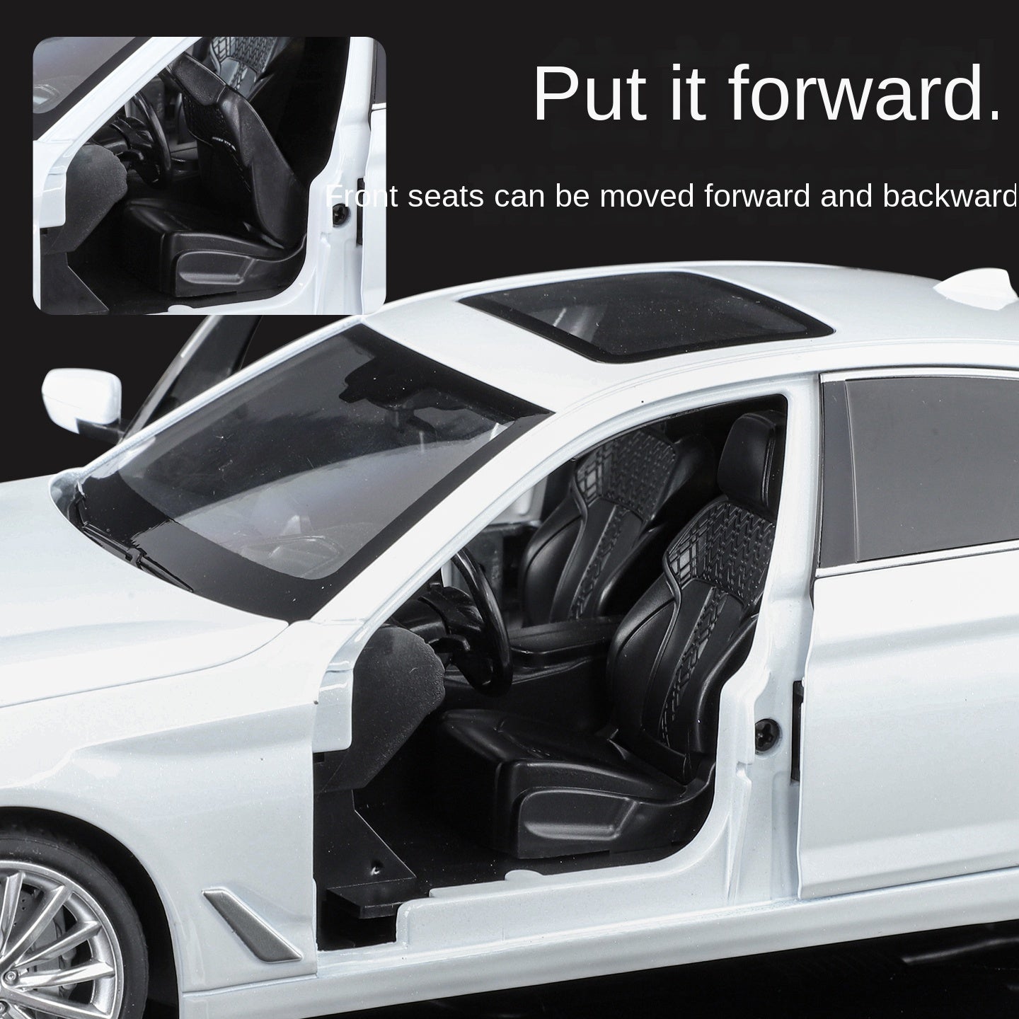 Black Mamba 1:18 Scale Licensed BMW 530Li Die-Cast Alloy Static Model - Opening Doors, Shock Absorption, Steering, Adjustable Seats & Foldable Mirrors - Luxury Sedan Collection