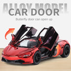 Jin Lifang 1:32 Chrome Edition Die-Cast Alloy Model - Compatible with McLaren 720S Supercar - Feature-Packed with Realistic Sound & Light, Pull-Back Action & Adjustable Rear Wing