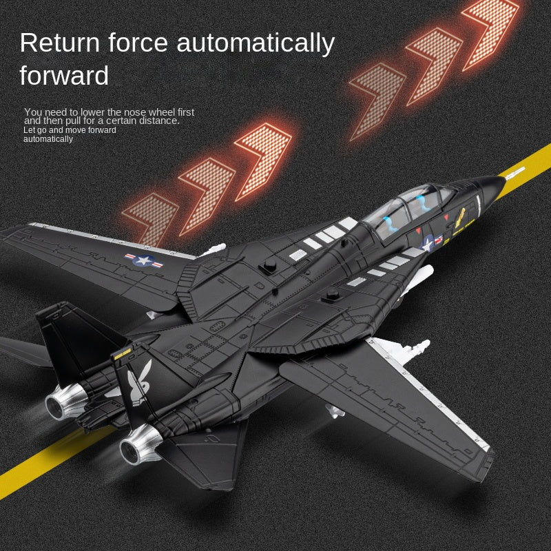 Chezhi F-14 Tomcat Die-Cast Alloy Fighter Model Toy with Display Stand - Ejectable Missiles, Sound & Light, Pull-Back Function - Military Aircraft Collection